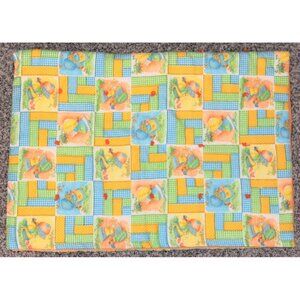 Baby Quilt Holly Hobby Blue Orange Green 42" x 29" 1970s